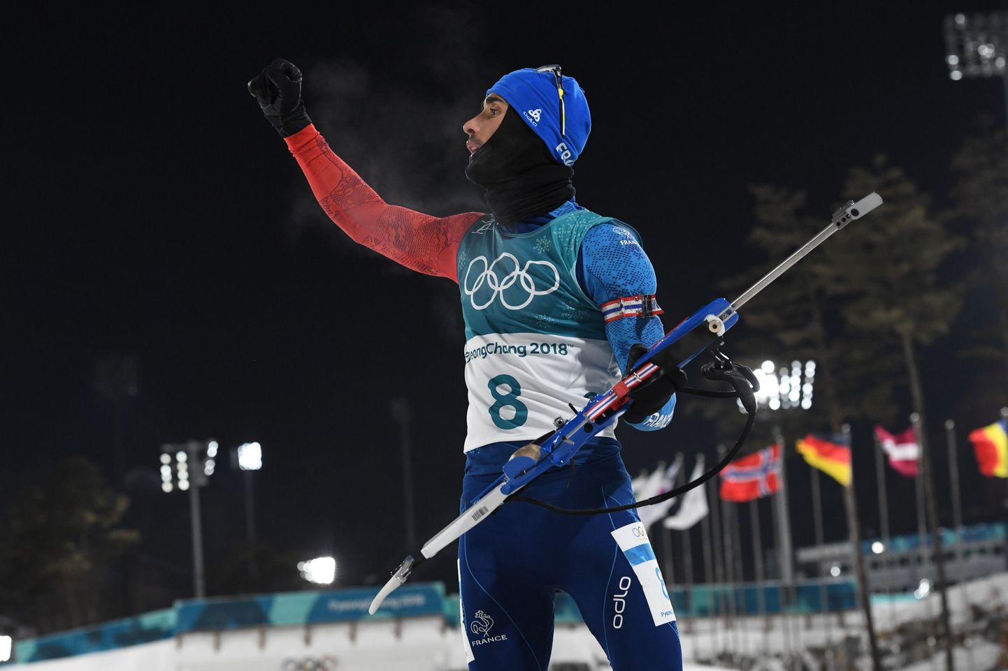 Martin Fourcade'il oli esimest korda Pyeongchangi olümpiamängudel põhjust rusikas taeva poole tõsta.