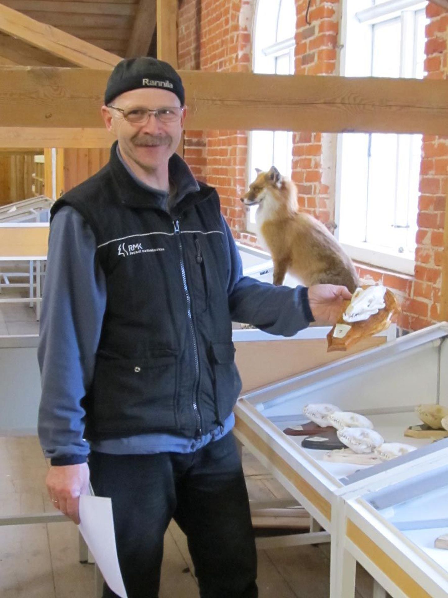 Peeter Hussar esitleb läbi aegade näitustele hindamiseks toodud suurimat kähriku koljut, mis kuulub Jüri Kaju trofeede hulka. Loom lasti eelmisel aastal Saaremaal.