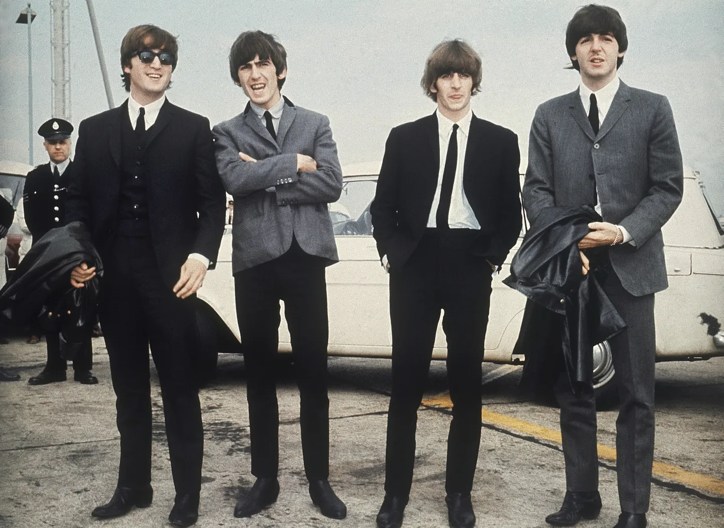 The Beatles: John Lennon, George Harrison, Ringo Starr ja Paul McCartney Liverpoolis. 10. juuli 1964.