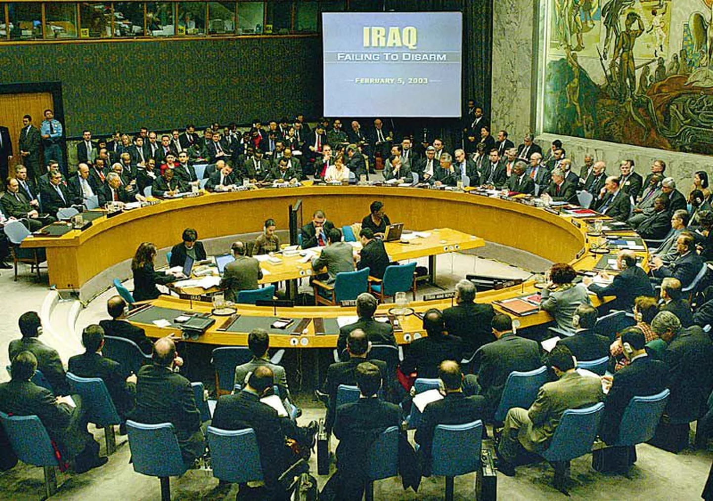 Vaade ÜRO Julgeolekunõukogu istungitesaalile.