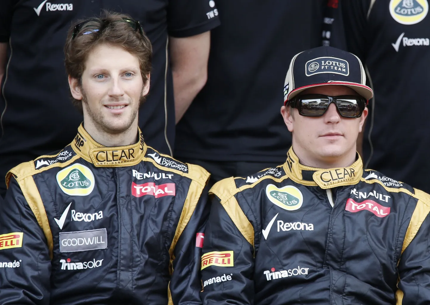 Romain Grosjean (vasakul) ja Kimi Räikkönen
