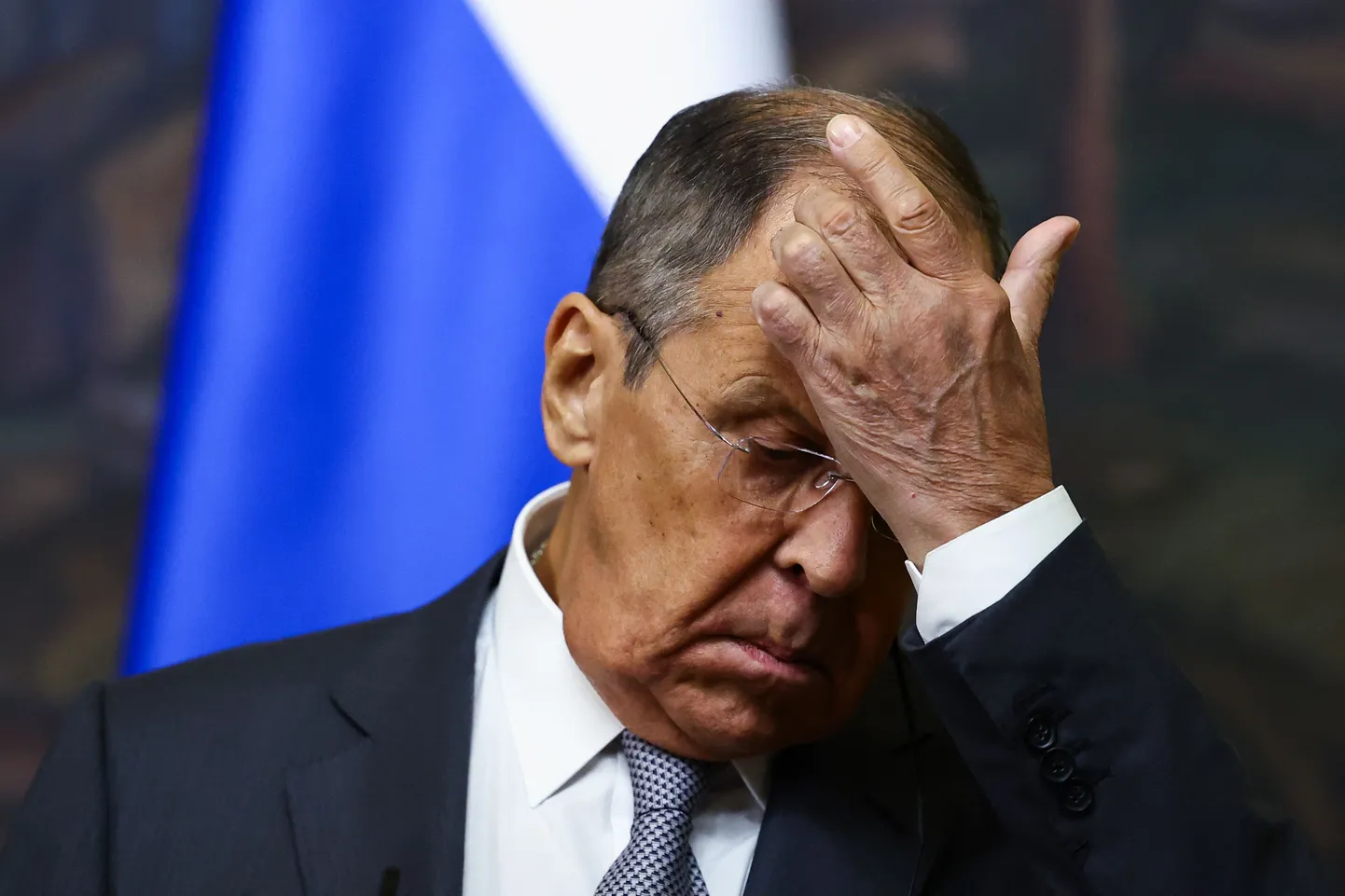 Venemaa välisminister Sergei Lavrov 29. augustil 2024 Moskvas Kremlis ühispressikonverentsil Senegali välisministri Yassine Falliga.