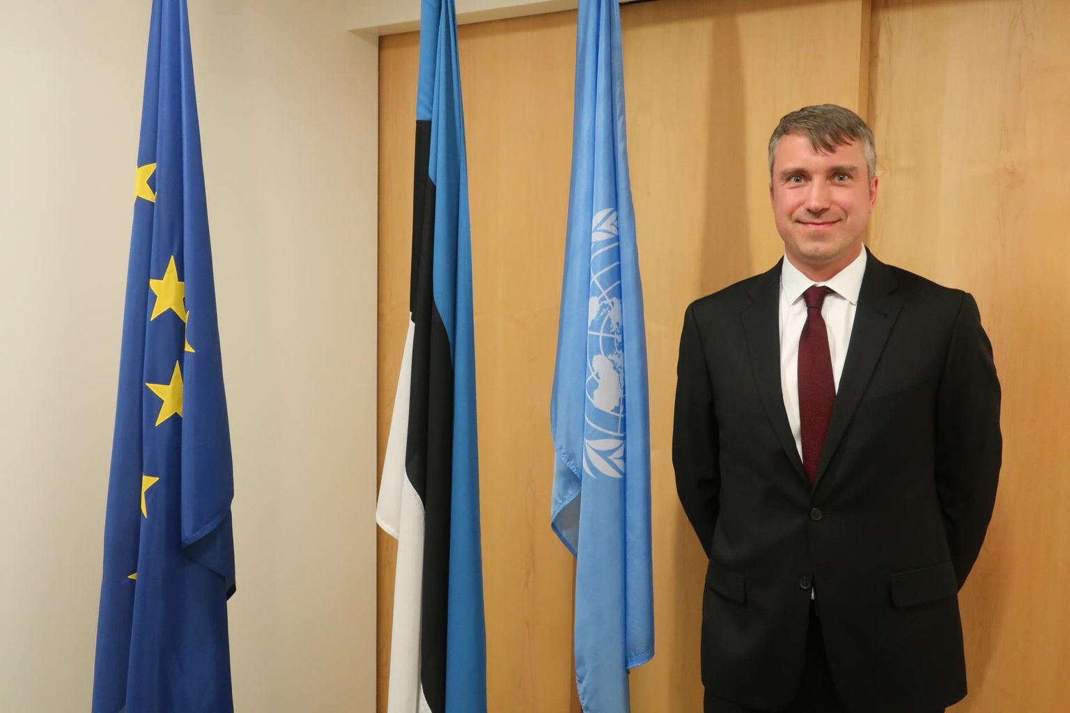 Eesti ÜRO esinduse asejuht Gert Auväärt New Yorgis Eesti esinduses.