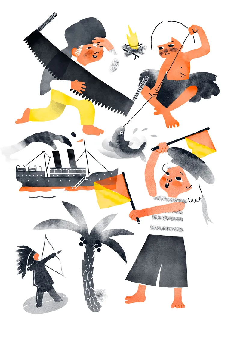 Jaan Rõõmuse illustratsioon Jüri Parijõe raamatus «Kui isa kinkis raamatuid».