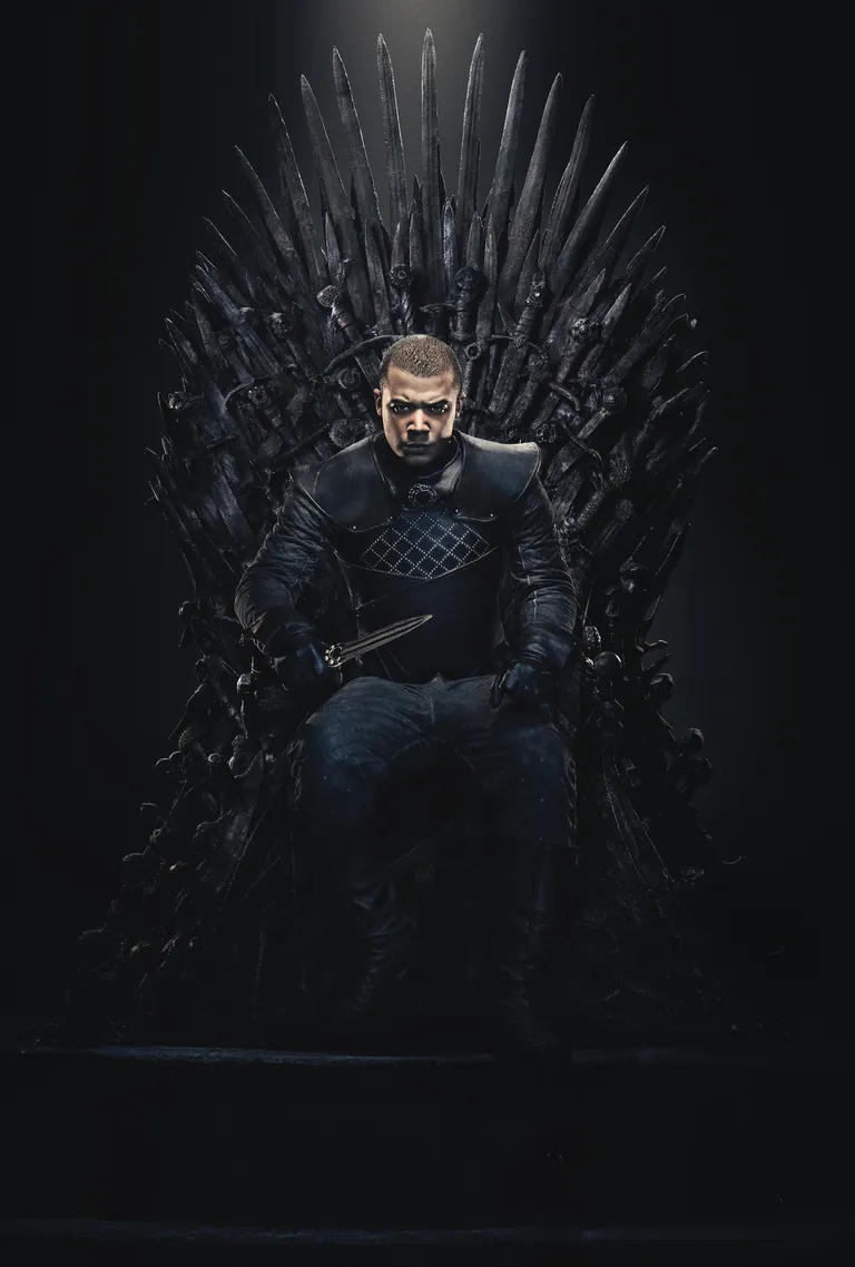Jacob Anderson (Grey Worm) kaheksanda hooaja reklaamplakatil
