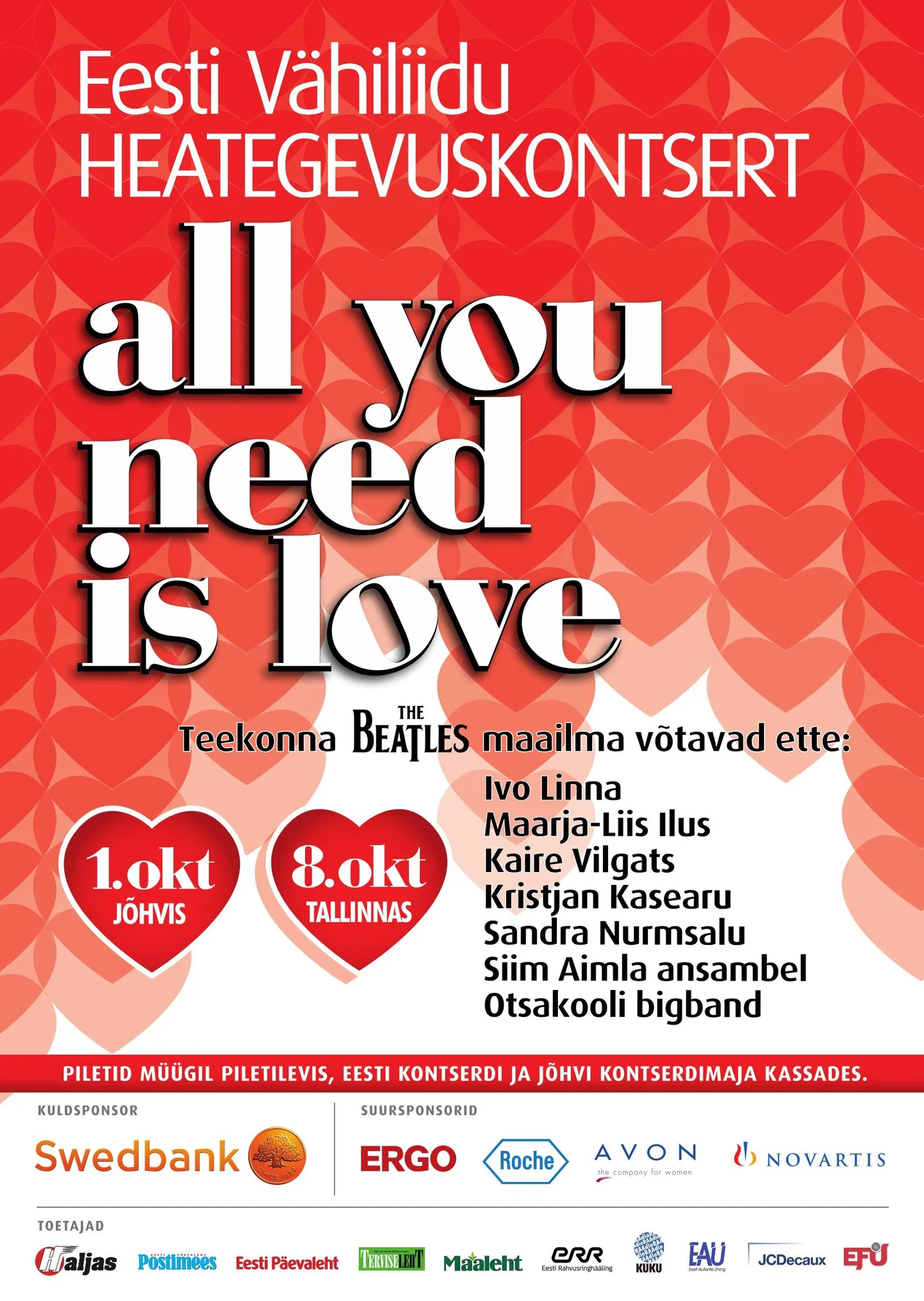 Heategevuskontserdil astuvad üles armastatud lauljad.