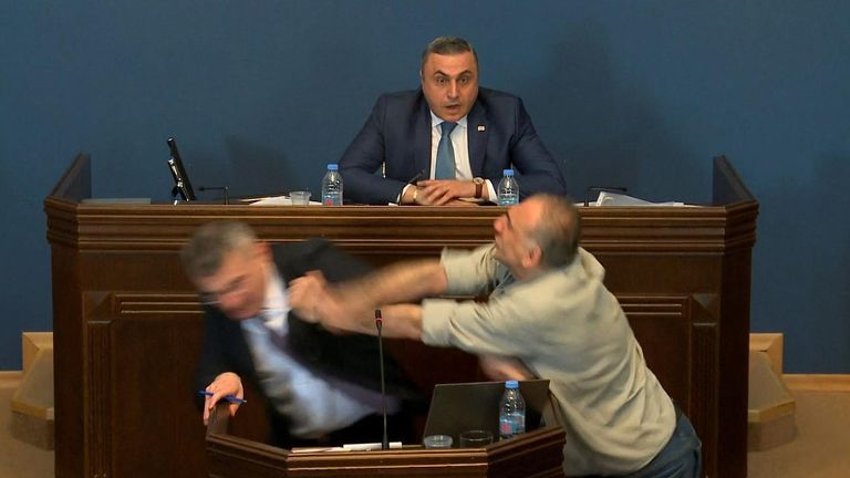 Во время обсуждения закона в парламенте Грузии началась драка.