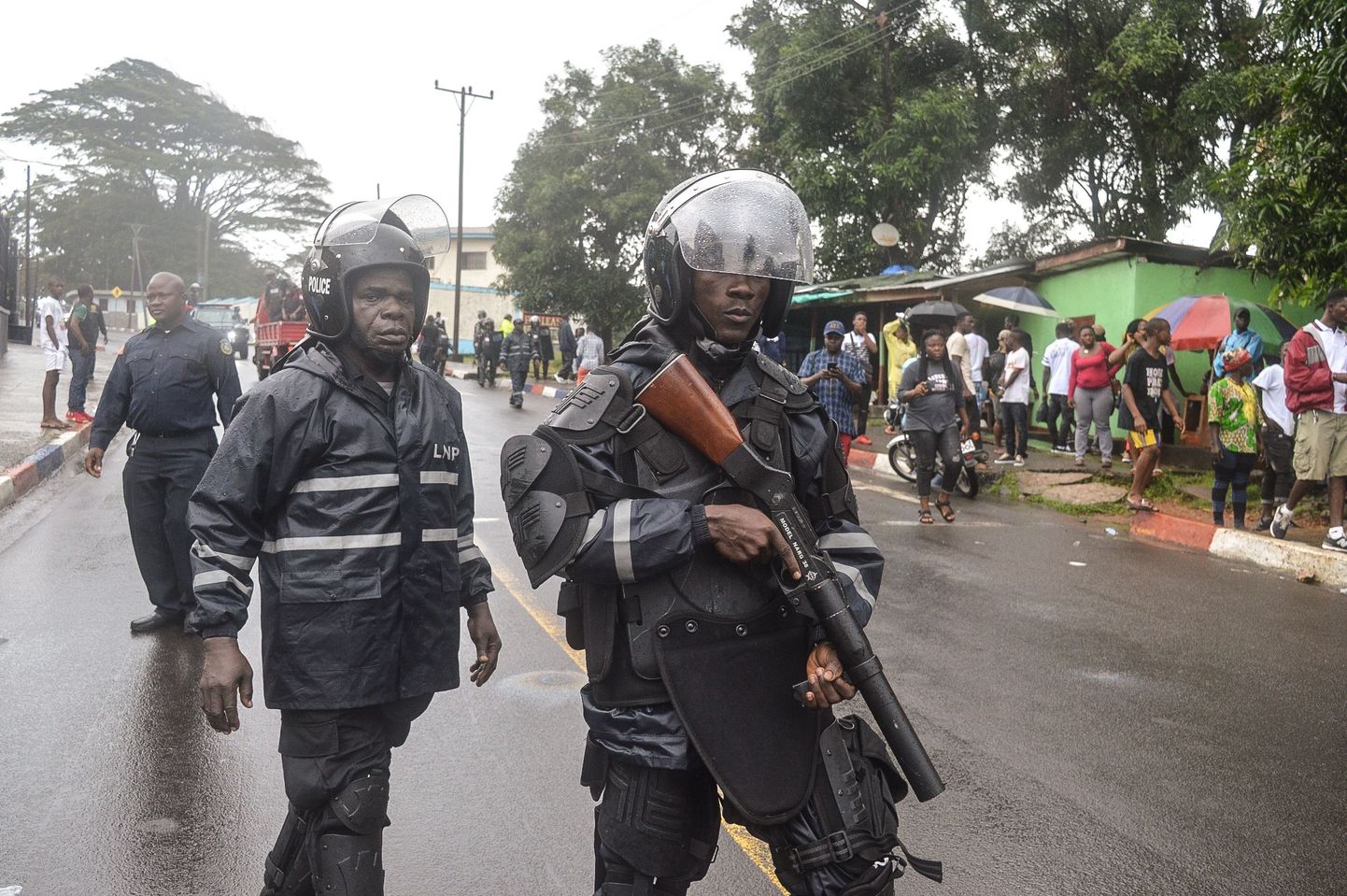 Märulipolitseinikud Monrovias.