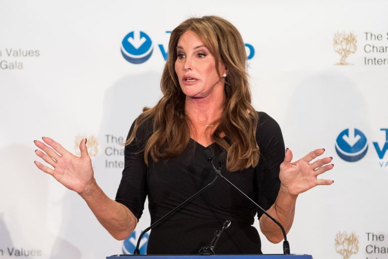 Caitlyn Jenner speaking at the Champions of Jewish Values International Awards Gala in New York City on March 8, 2018.