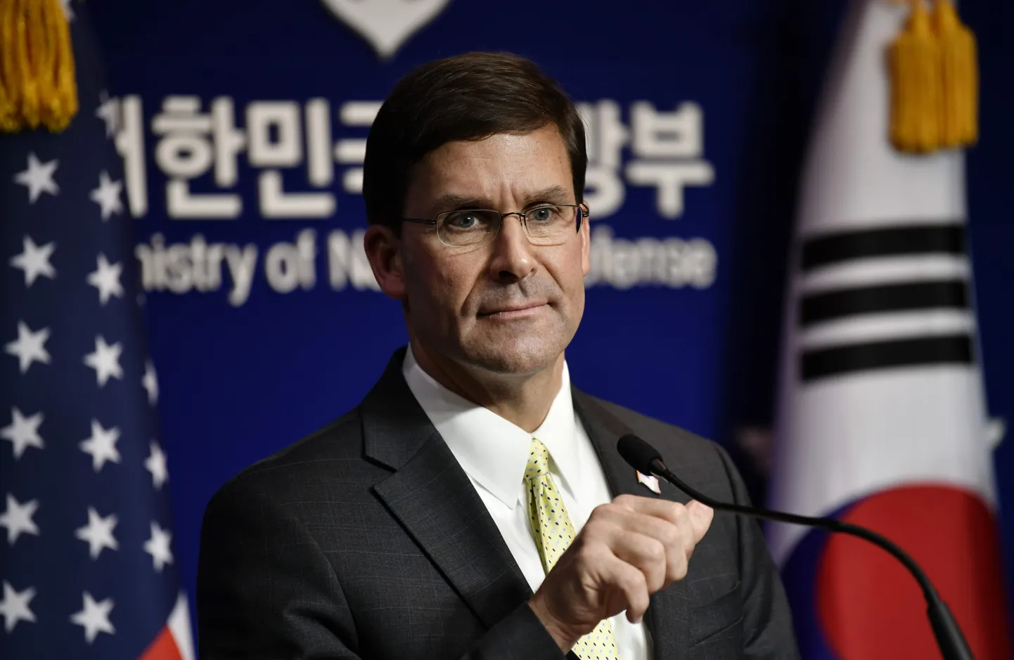 USA kaitseminister Mark Esper reedel Soulis.