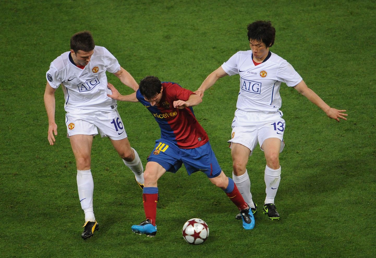 Lionel Messi 2009. aata Meistrite liiga finaalis (keskel)