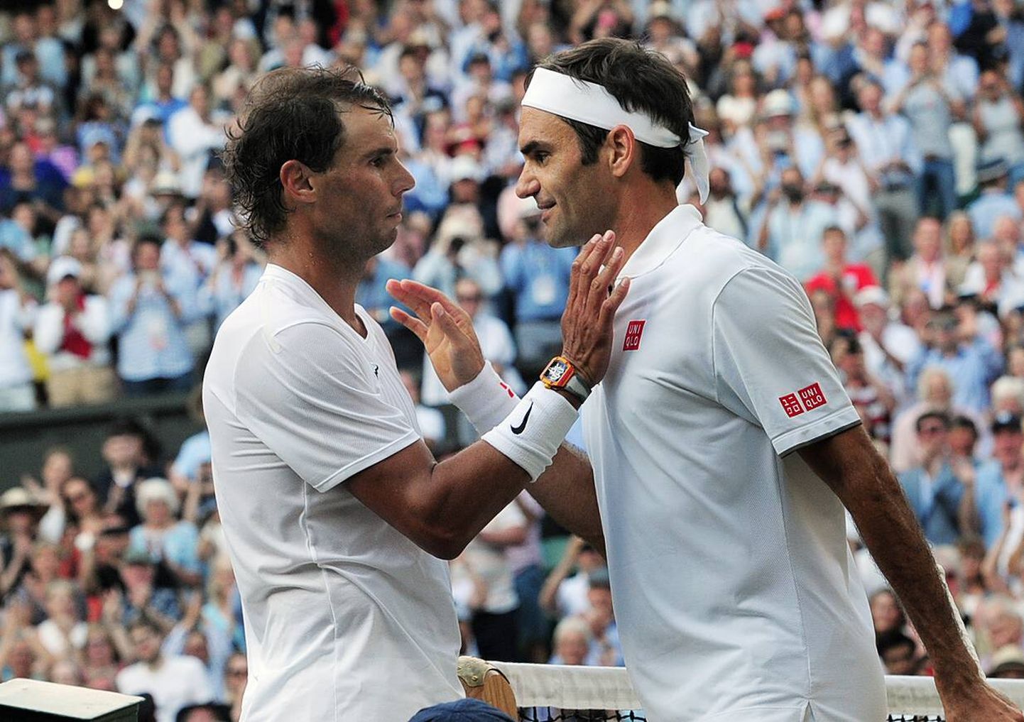 2019. aasta Wimbledoni turniiri poolfinaalis olid vastamisi igipõlised rivaalid Rafael Nadal (vasakul) ja  Roger Federer. Toona jäi peale šveitslane.