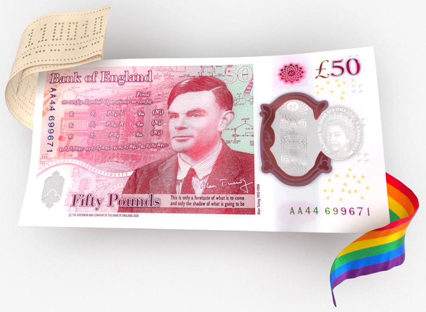 Suurbritannia uus 50-naelane rahatäht, mis on pühendatud arvutiteadlasele Alan Turingile.