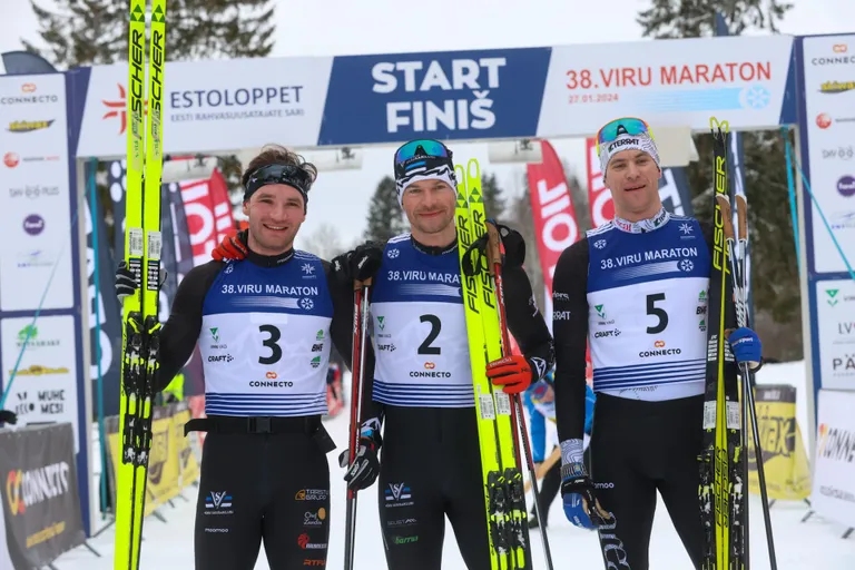 Viru maratoni esikolmik: vasakult Marko Kilp, Raido Ränkel, Bert Tippi.