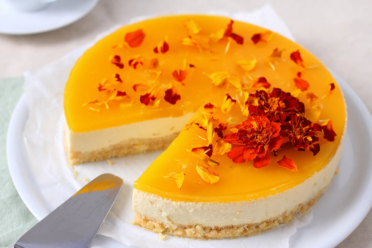Magus ja tervislik mango-kohupiimakook.