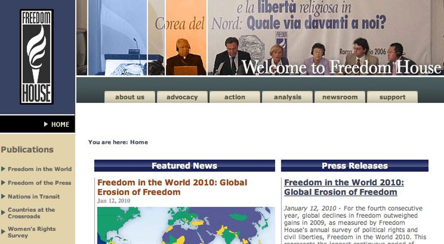Фрагмент сайта организации Freedom House.