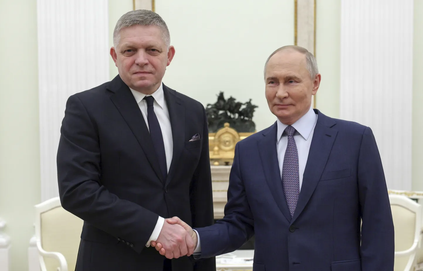 Slovakkia peaminister Robert Fico kohtumas Venemaa diktaatori Vladimir Putiniga 22. detsembril 2024. aastal Kremlis.