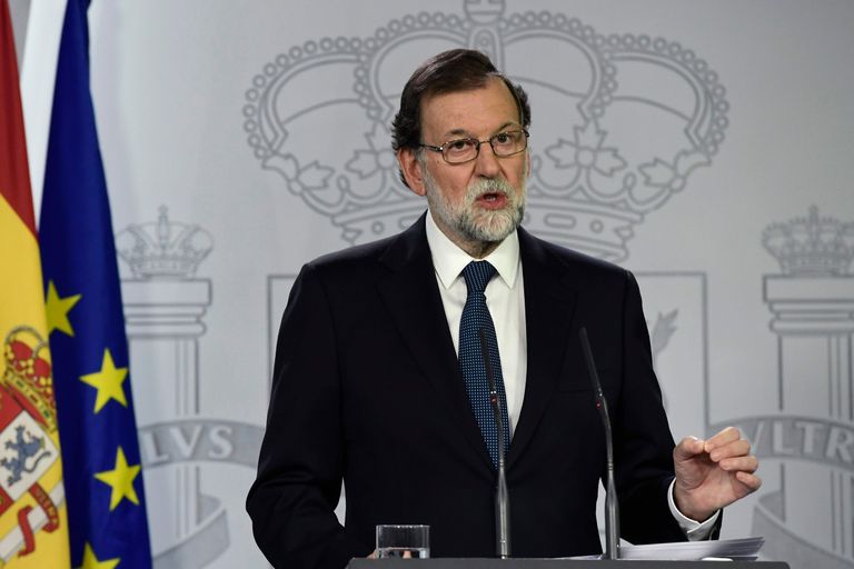 Hispaania peaminister Mariano Rajoy telepöördumise ajal. Foto: JAVIER SORIANO/AFP/SCANPIX