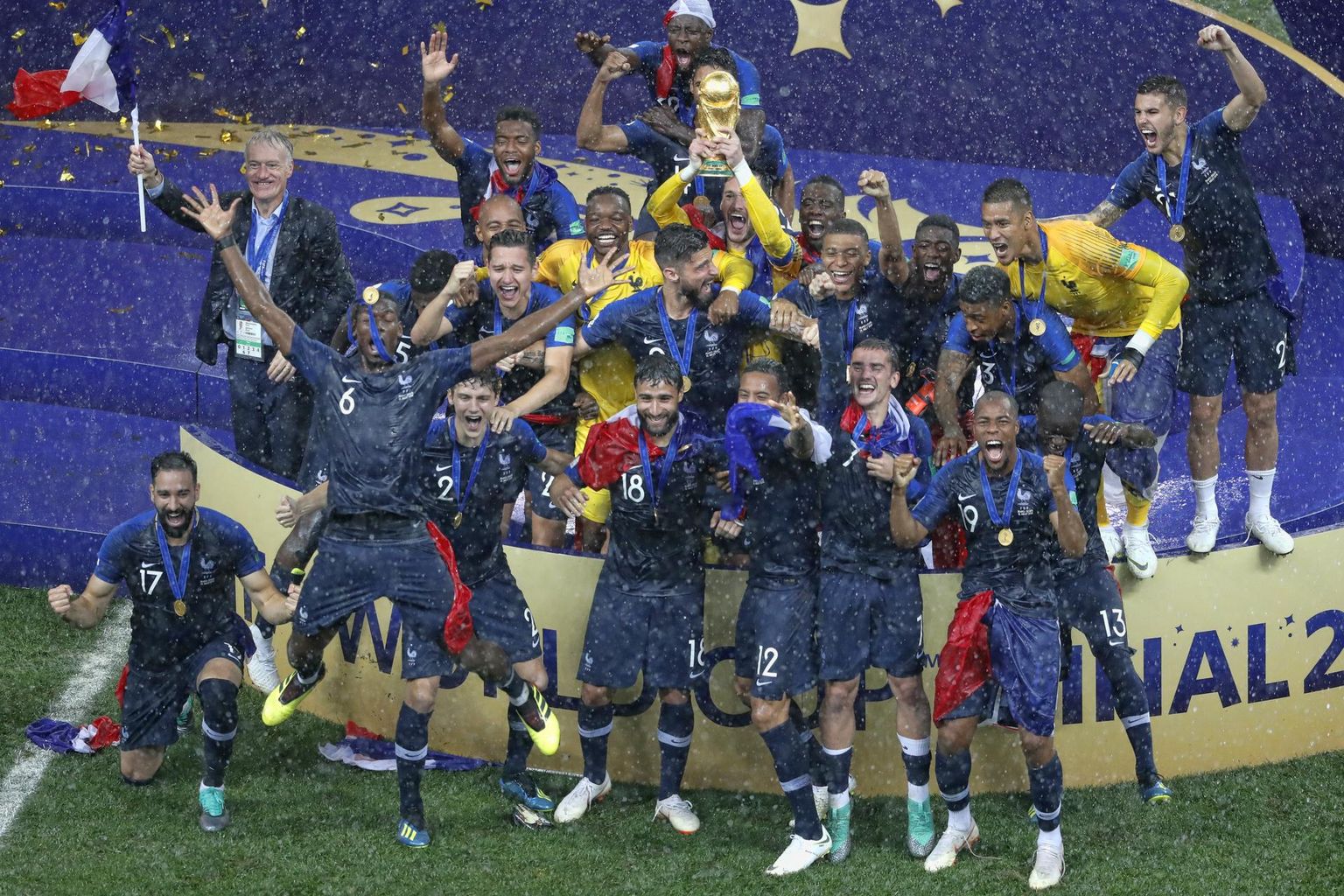 Prantsusmaa jalgpallikoondise MM-i võidu tähistamine Moskvas Lužniki staadionil.