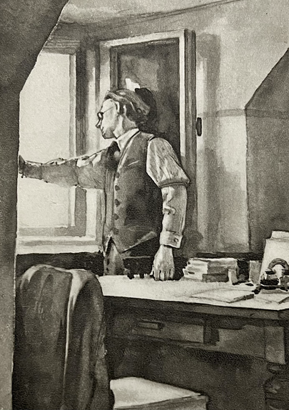 Kunstnik Ilmar Linnati kujutatud Ajakirjanik Ennuk Oskar Lutsu "Jutustuste" 1953. aasta väljaandes
