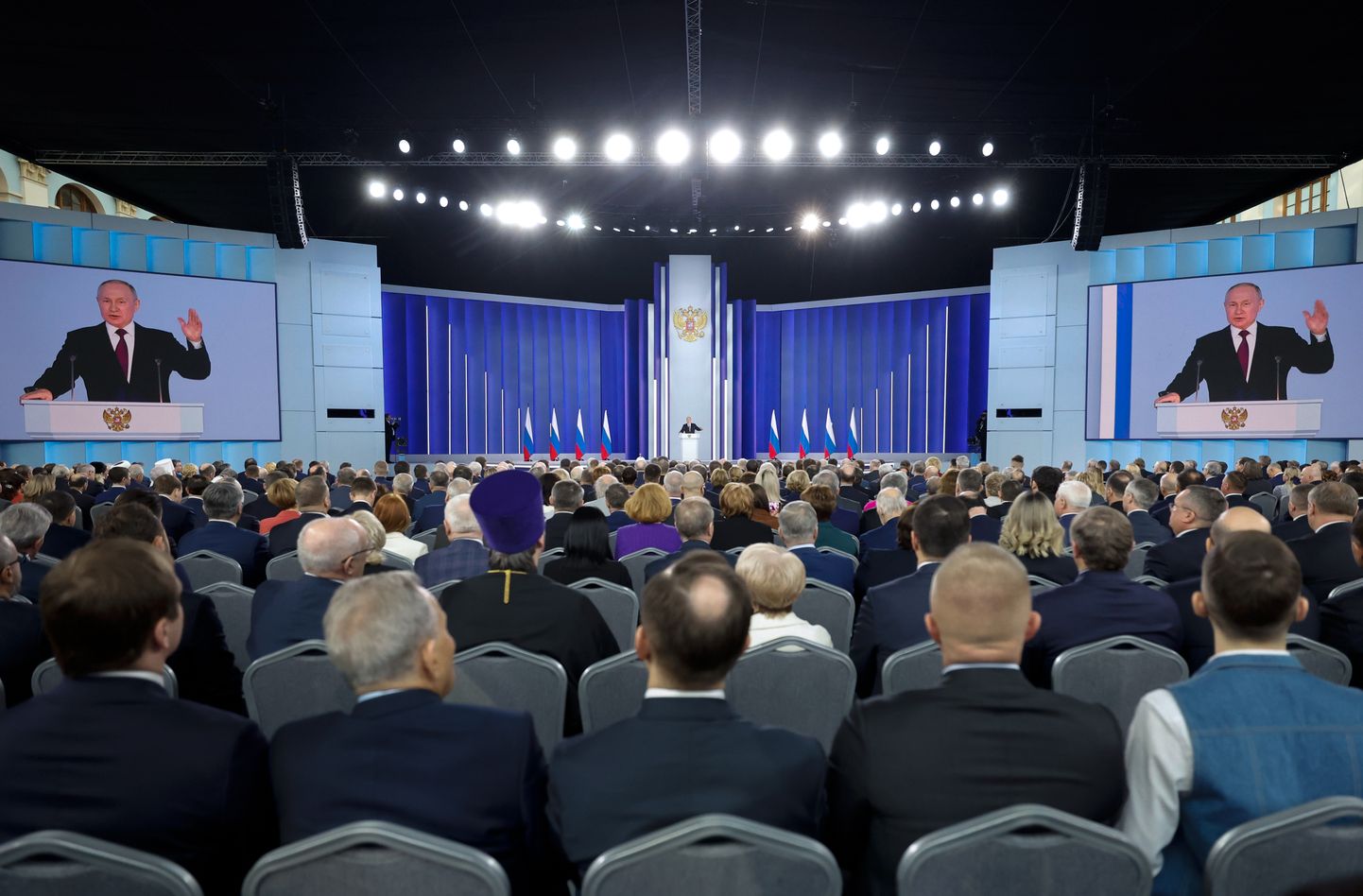 Venemaa president Vladimir Putin pidas 21. veebruaril 2023 Moskvas kõne, milles tümitas läänt ja õigustas sõda Ukrainas