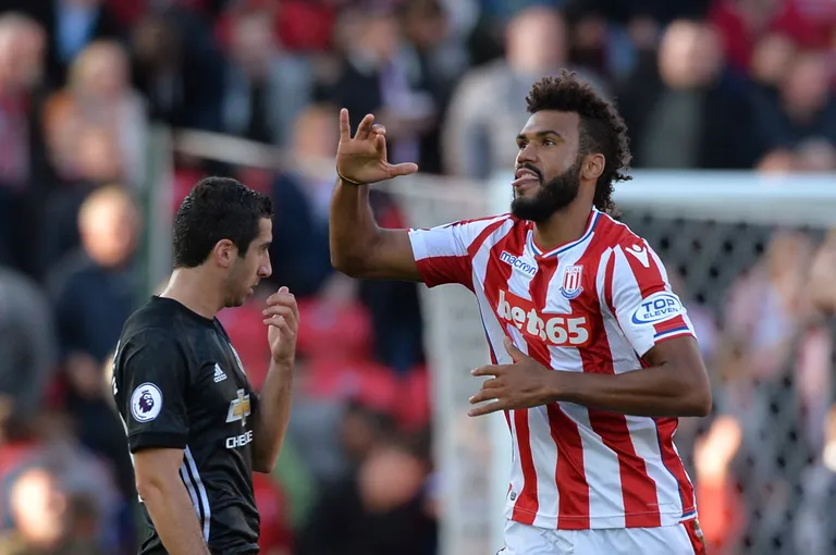Stoke City jalgpallur Eric Maxim Choupo-Moting lõi Manchester Unitedile kaks väravat. Foto: STRINGER/REUTERS/Scanpix