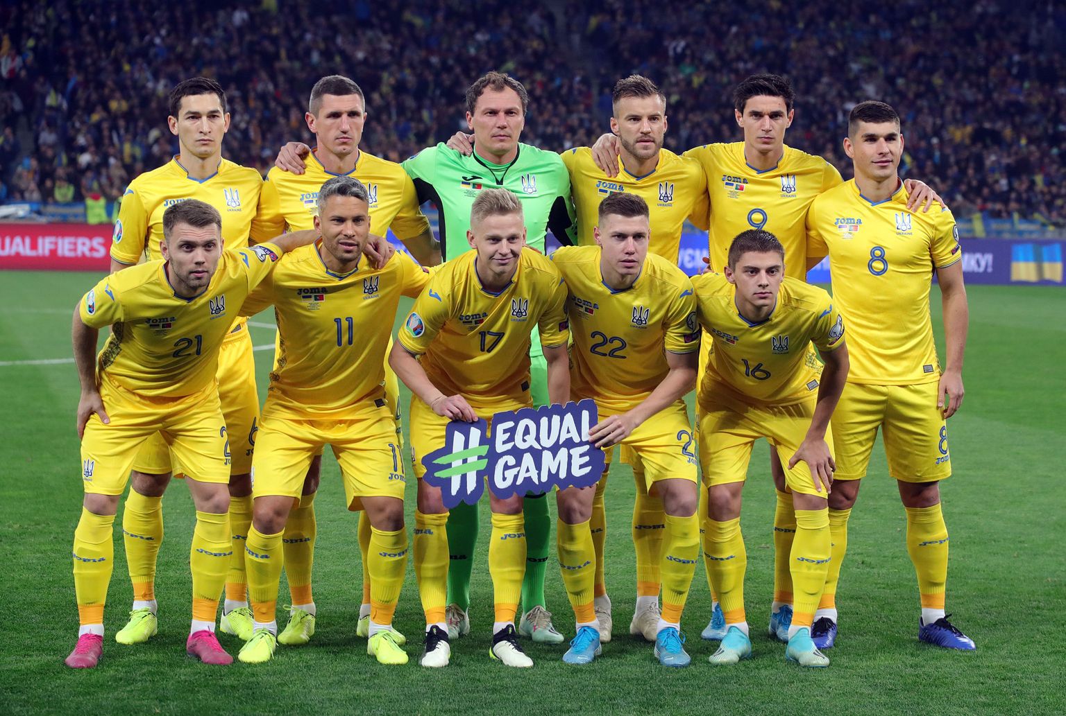Ukraina jalgpallikoondis enne EURO 2020 kvalifikatsioonimängu Portugaliga 14. oktoobril 2019 Kiievis. Ukraina alistas Portugali 2:1