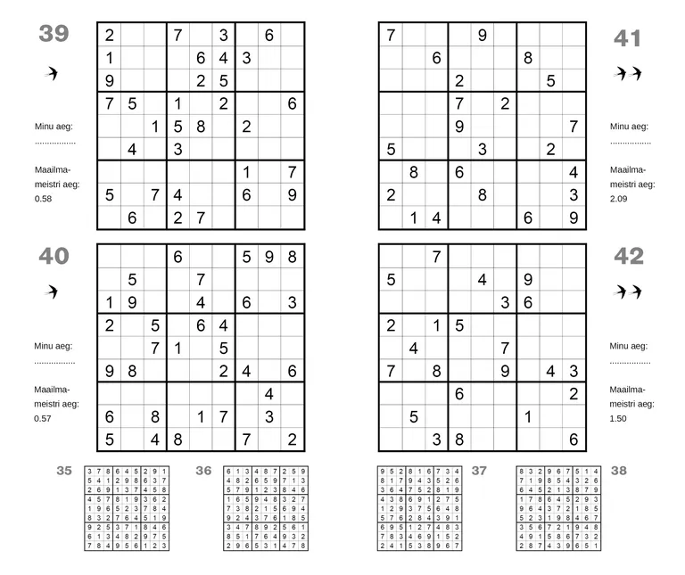 Suur Eesti sudoku üks ülesannetest.