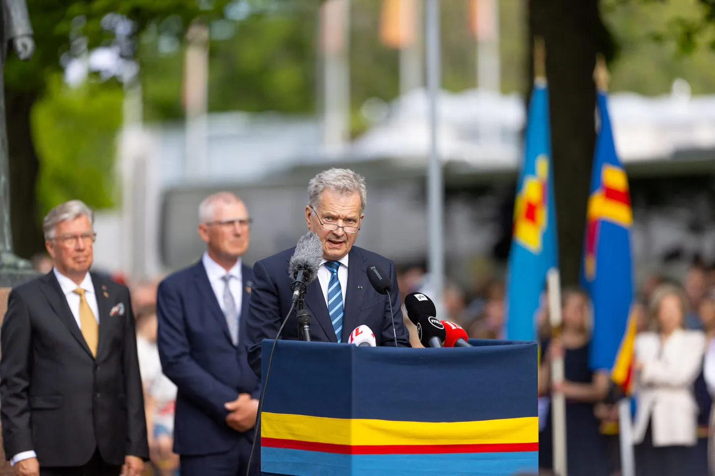 Soome president Sauli Niinistö esinemas Ahvenamaa autonoomia 100. aastapäeva üritusel.