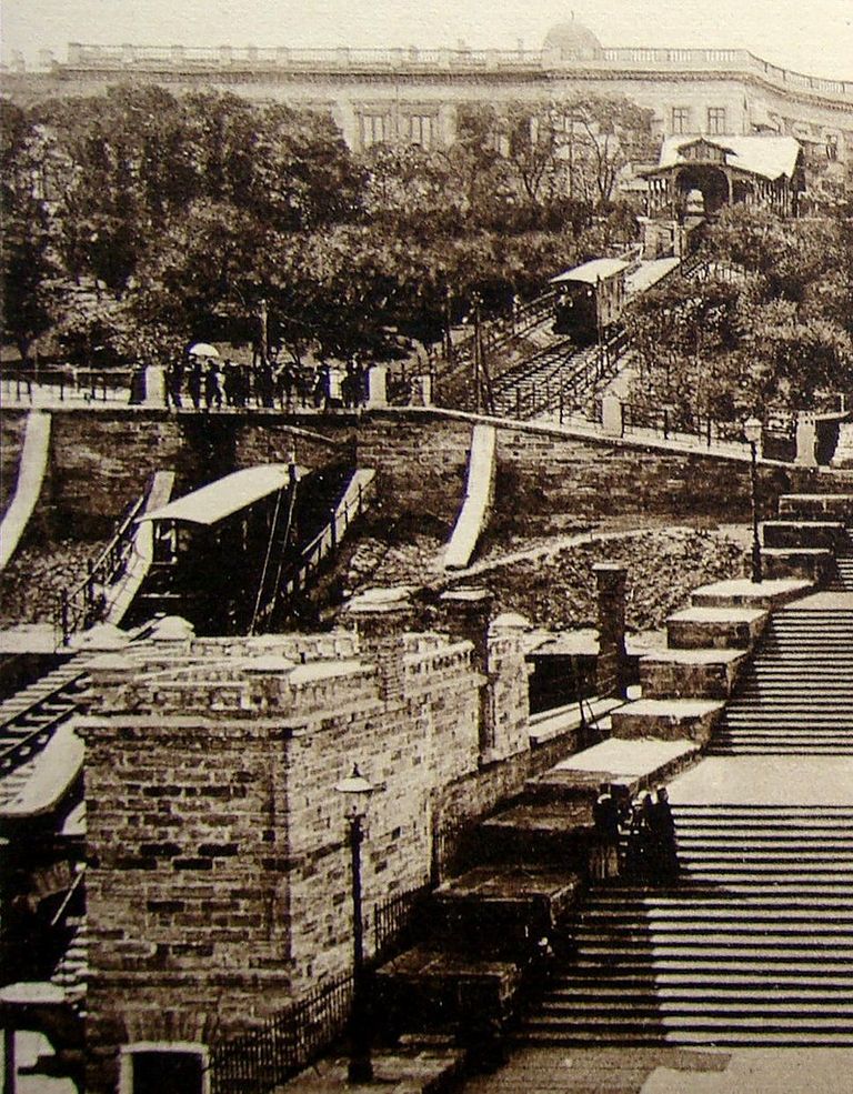Funikulieris blakus Primorskas kāpnēm, 20. gadsimta sākums