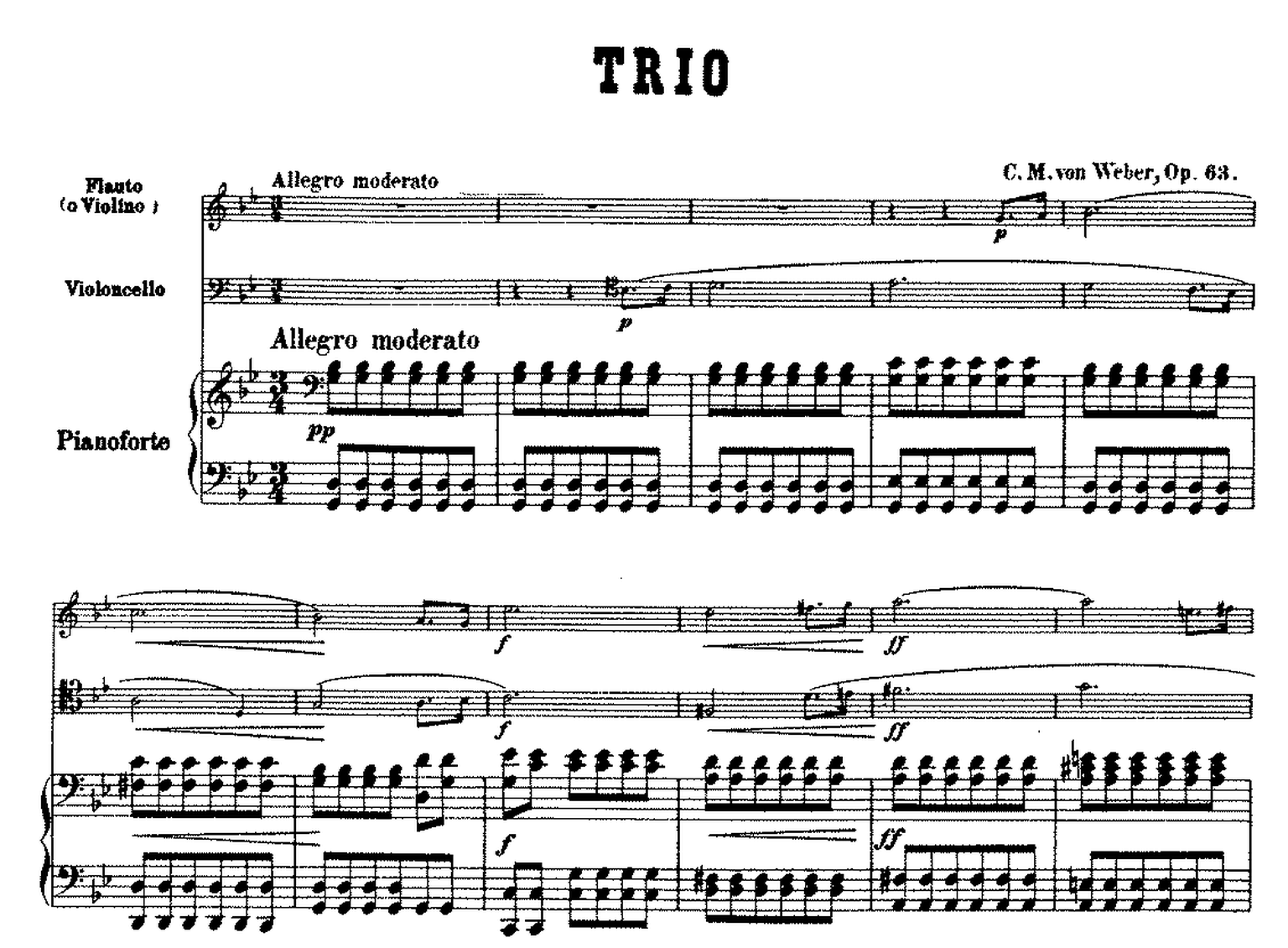 Carl Maria von Weberi trio esimesed taktid.