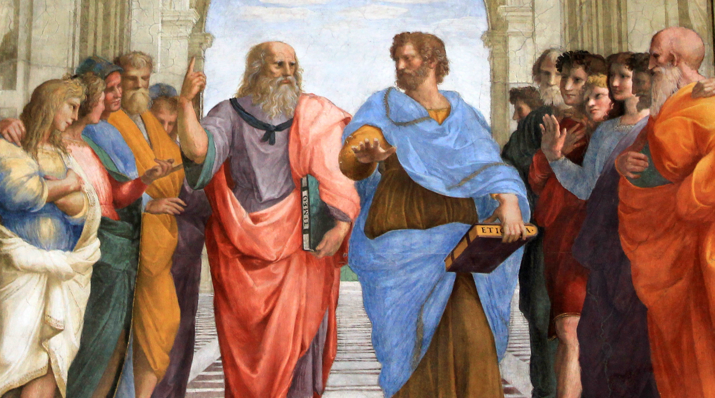 Platon ja Aristoteles väitlemas