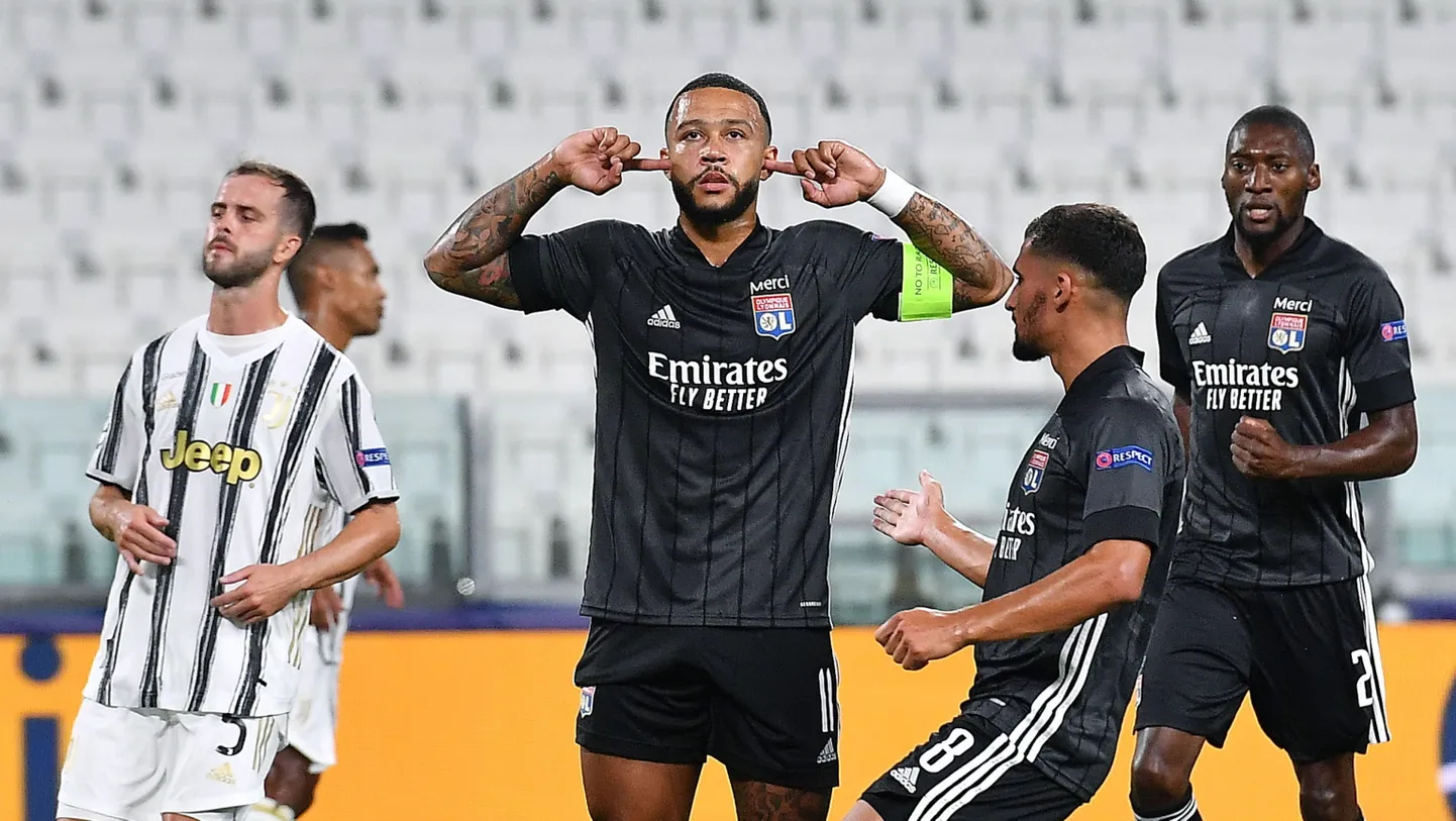 Lyon saatis korda suurüllatuse ja kukutas suurfavoriidi Juventuse. Pildil Memphis Depay tähistamas penalti skoorimist.