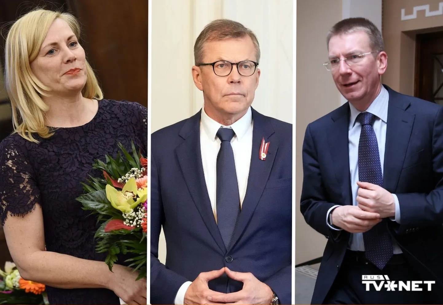 Кандидаты в президенты Латвии: Элина Пинто ("Прогрессивные"), Эдгар Ринкевич ("Новое Единство") и Улдис Пиленс ("Объединенный список").