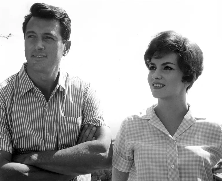 Roks Hadsons un Džina Lolobridžida filmas "Septembra tuvums" ("Come September") uzņemšanas laikā, 1960.