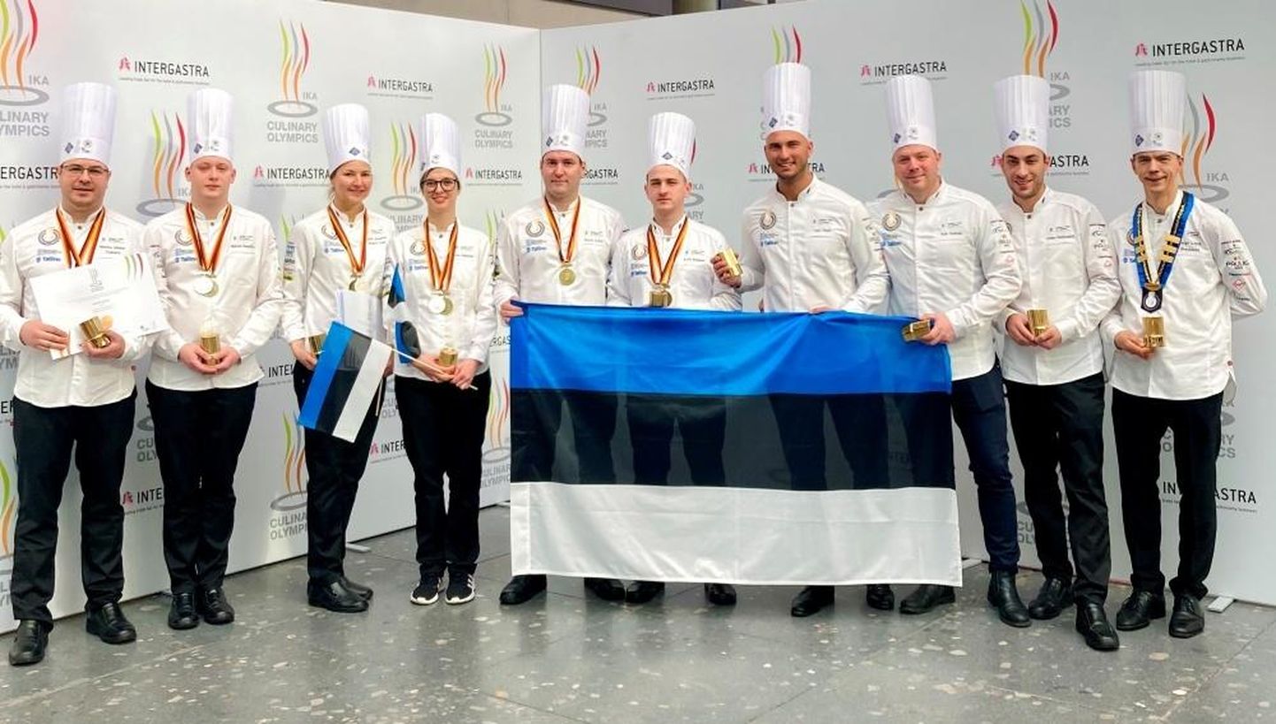 Eesti kokkade võistkond, võidumedalid kaelas. FOTO: Maru Metspalu