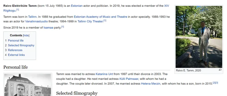 Kuvatõmmis Wikipediast. Raivo E Tamm