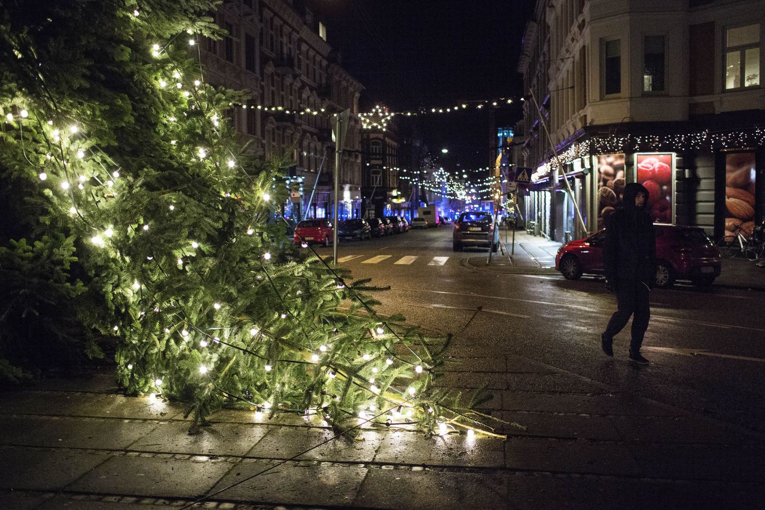 Ümber kukkunud jõulupuu Taanis Århusis