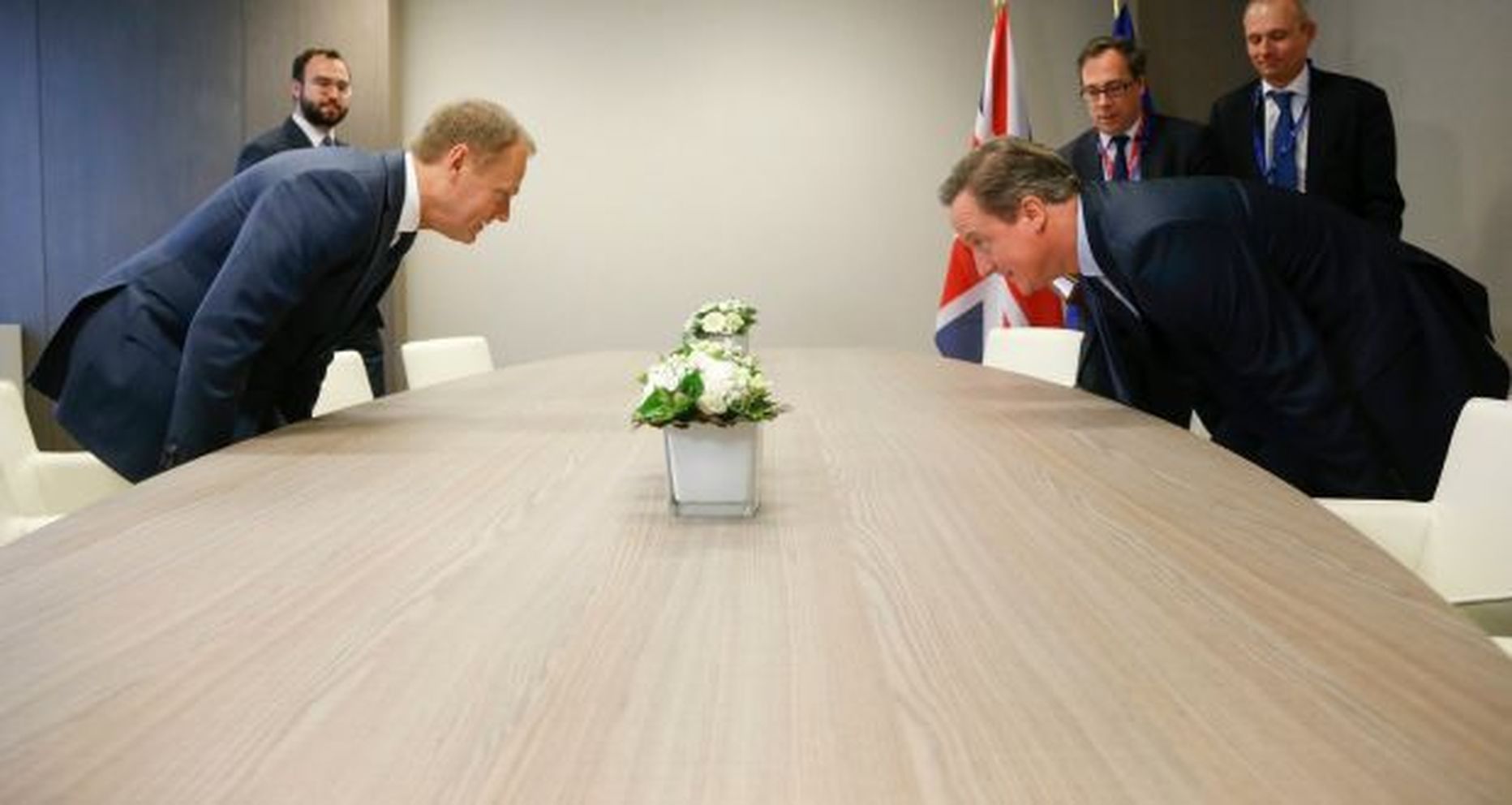 Donald Tusk ja David Cameron ühel kohtumisel Brüsselis Brexiti eel.