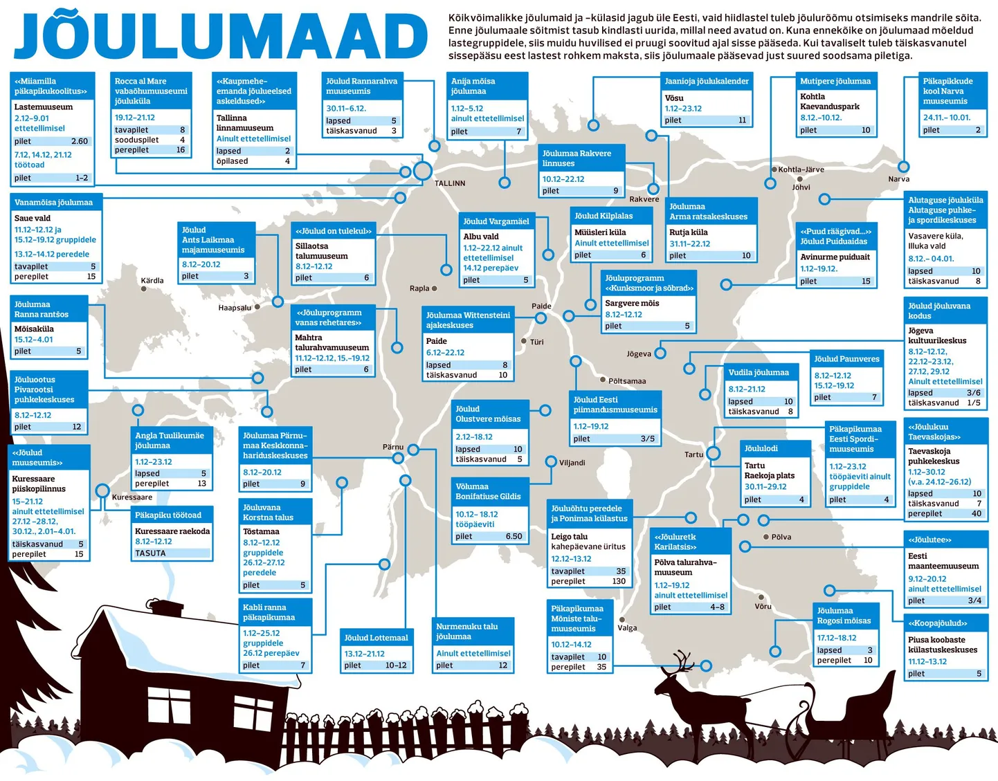 Eesti jõulumaade kaart.