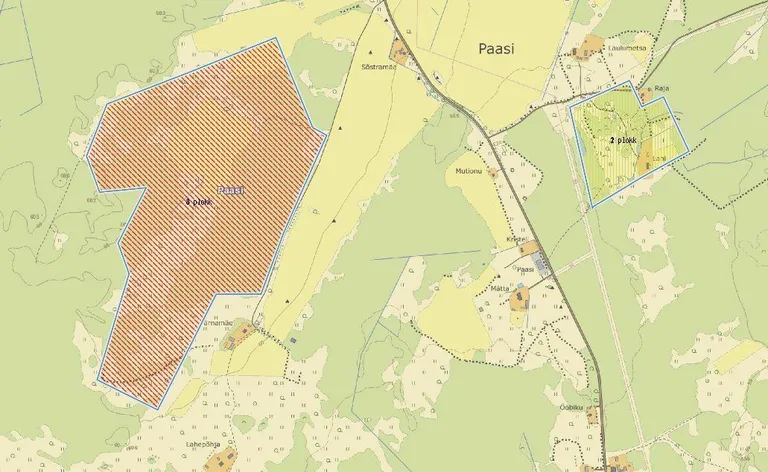 Paasi külas paikneb tegelikult kaks lubjakivimaardlat. Kivikandur OÜ on võidelnud vasakpoolse ehk punasega markeeritud ala pärast, kuid lisaks sellele on paremal maardla teine plokk, mille pindala on 9 hektarit. Teise ploki kohta ei ole seni kaevandustaotlust esitatud.