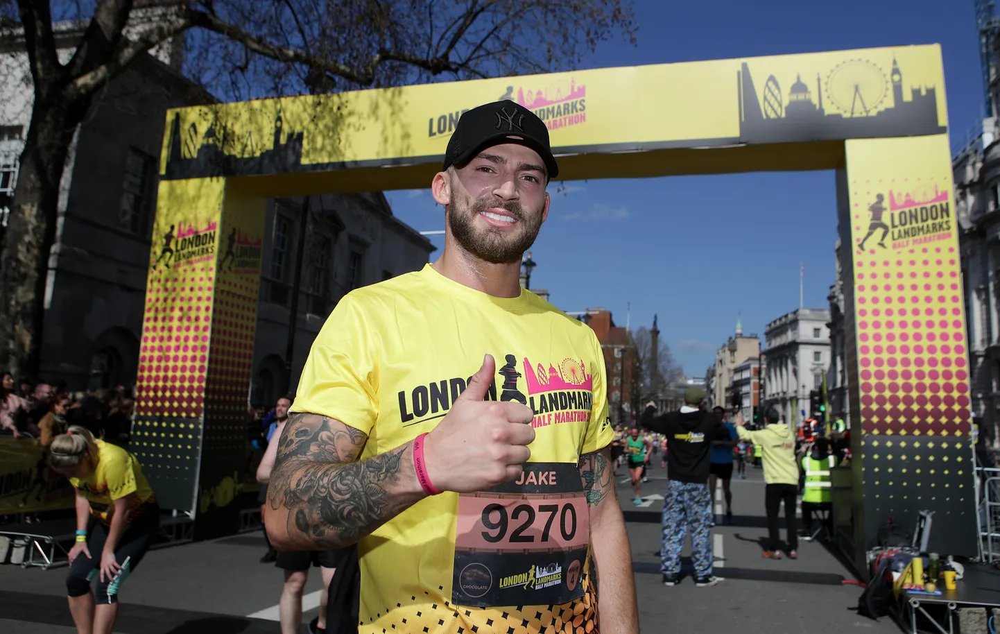 Laulja Jake Quickenden Londoni poolmaratonil, märts 2019.