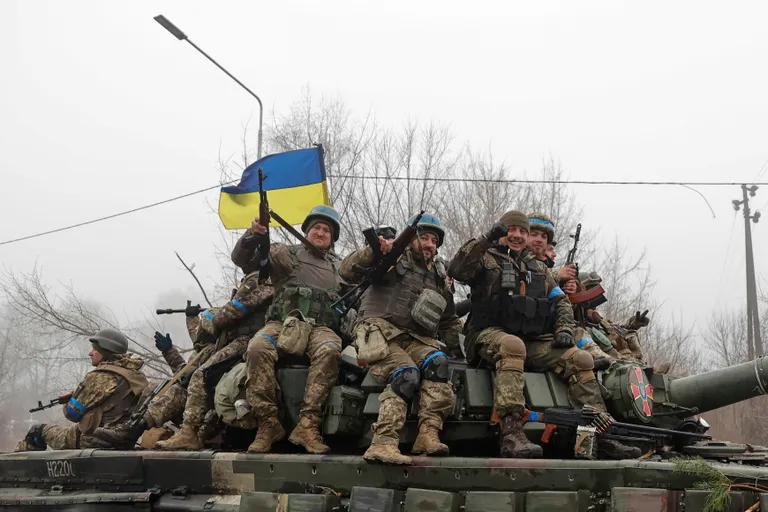 Ukraina sõdurid Tšernihivi oblastis 2. aprillil.