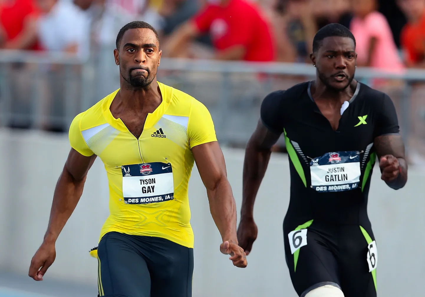 Tyson Gay ja Justin Gatlin.