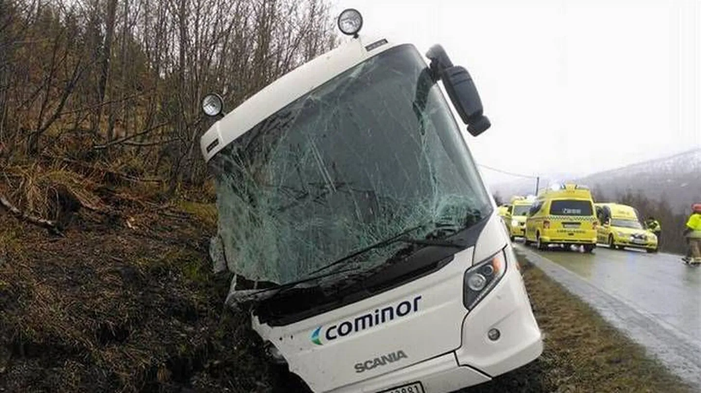 Bussiõnnetus Põhja-Norras Tromsi maakonnas Balsfjordis.