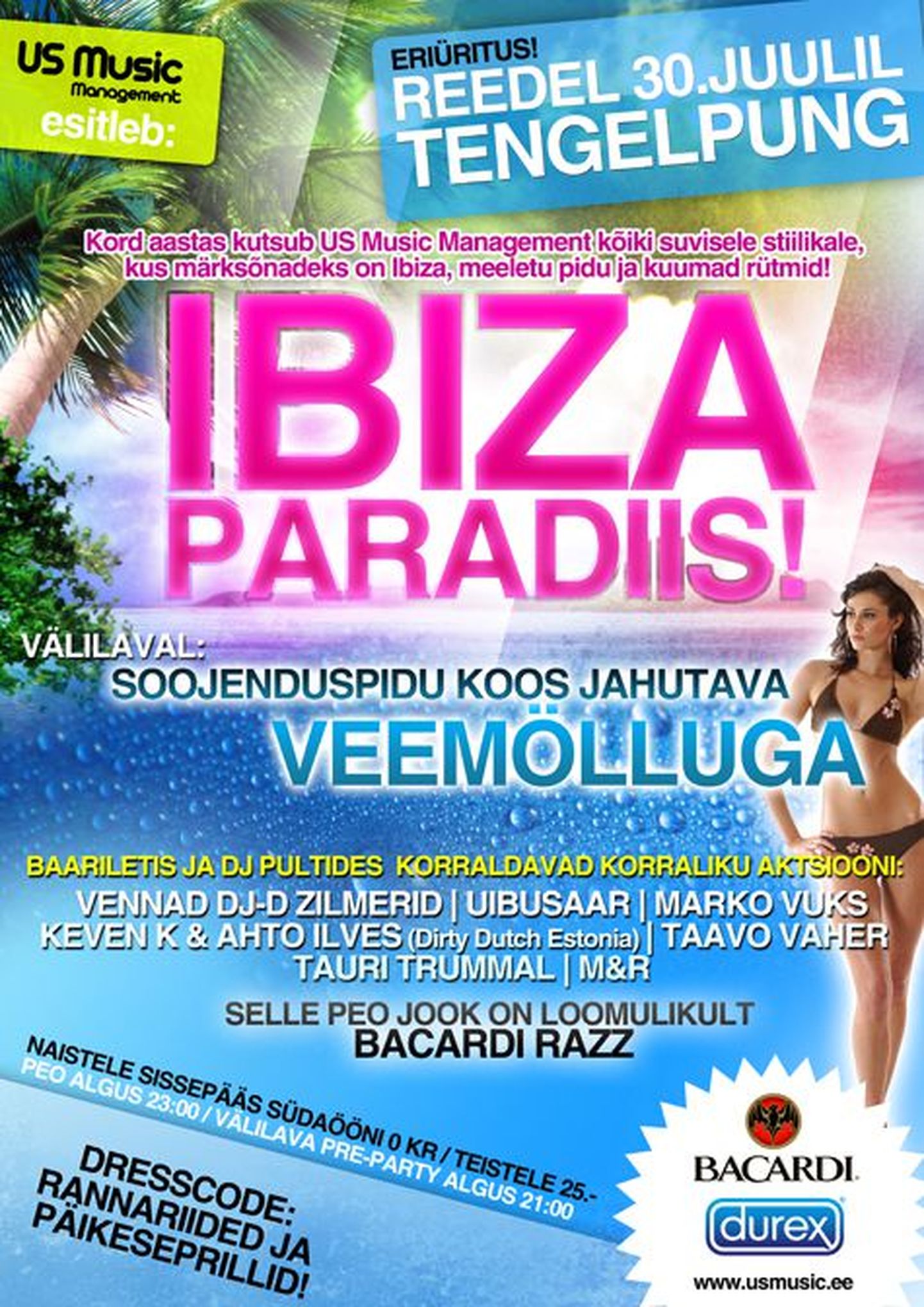 Reedel 30. juulil "Ibiza Paradiis" Tengelpungis!