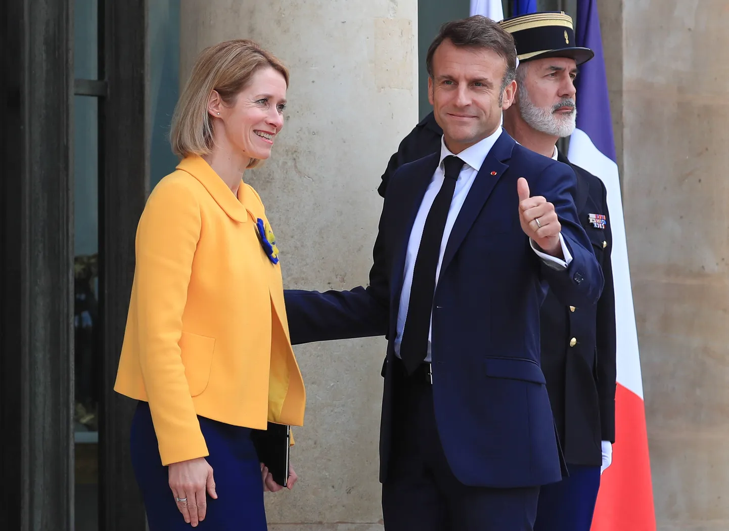 Prantsusmaa president Emmanuel Macron ja Kaja Kallas Pariisis 3. mail 2024. aastal.