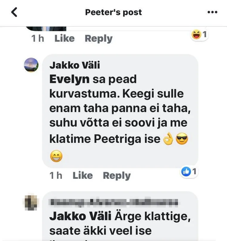 Jakko Väli lajatas Evelyn Sepale.