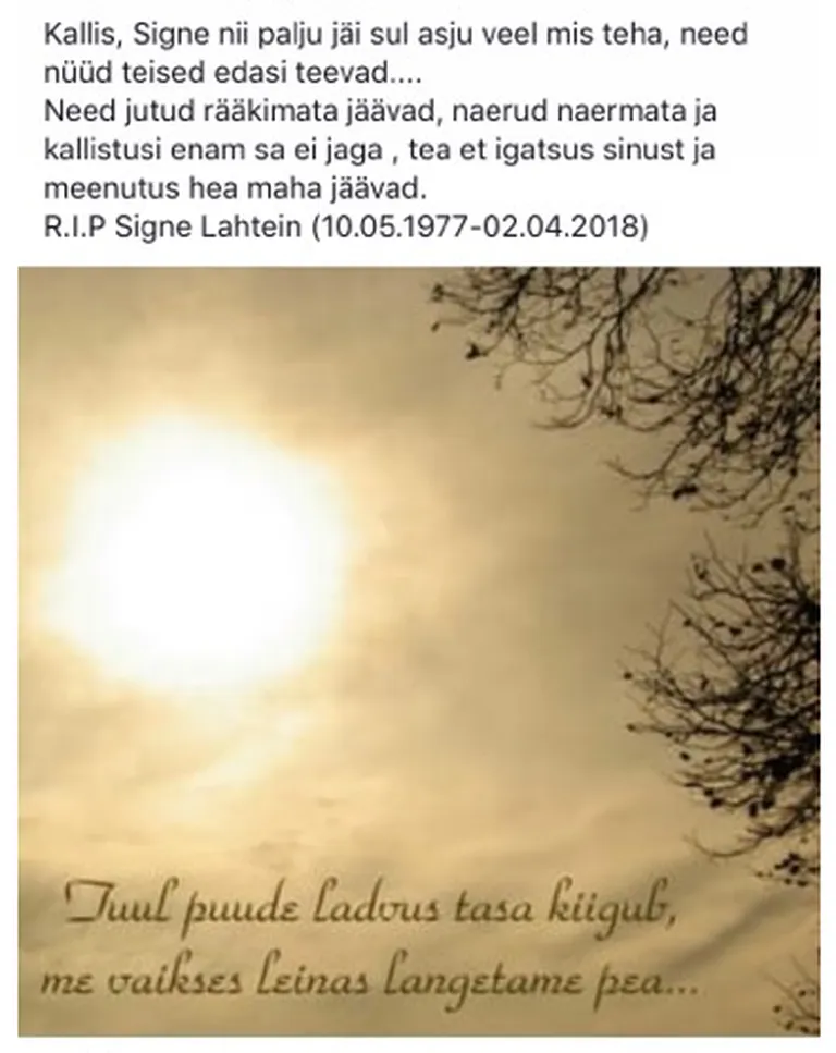 Kaastundeavaldus Facebookis.