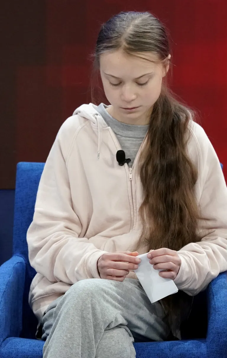 Greta Thunberg pärast esinemist Šveitsis Davosis majandusfoorumil